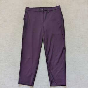 Eileen Fisher Flex Ponte Pant Women L Maroon Stretch Comfy Office Minimalist